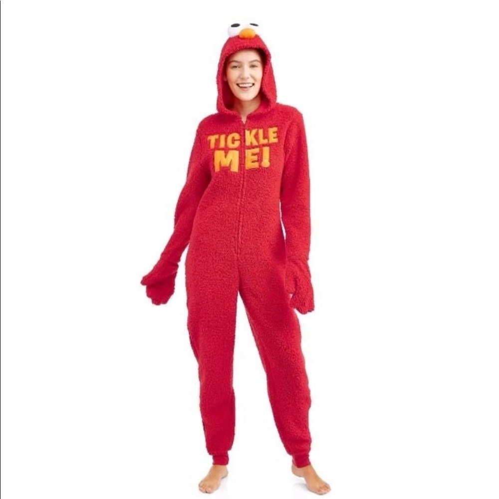 Red Fleece Elmo Onesie Pajama